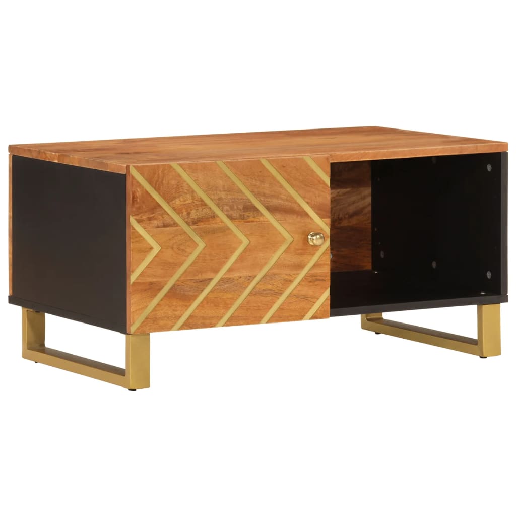 Table basse marron et noir 80x50x40 cm bois de massif manguier