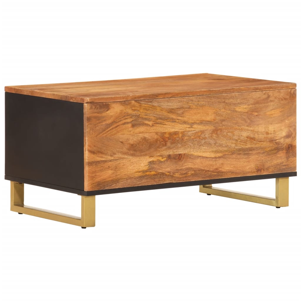 Table basse marron et noir 80x50x40 cm bois de massif manguier