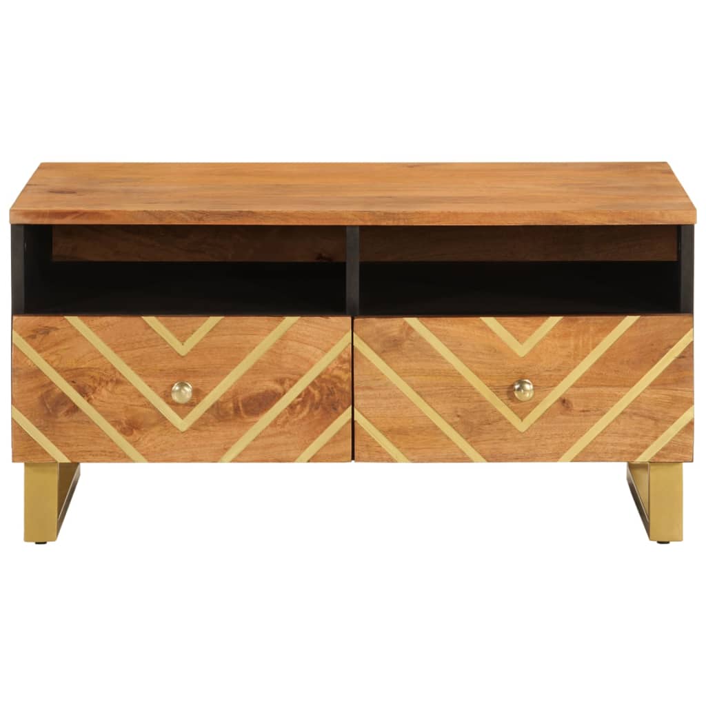 Table basse marron et noir 80x54x40 cm bois de massif manguier