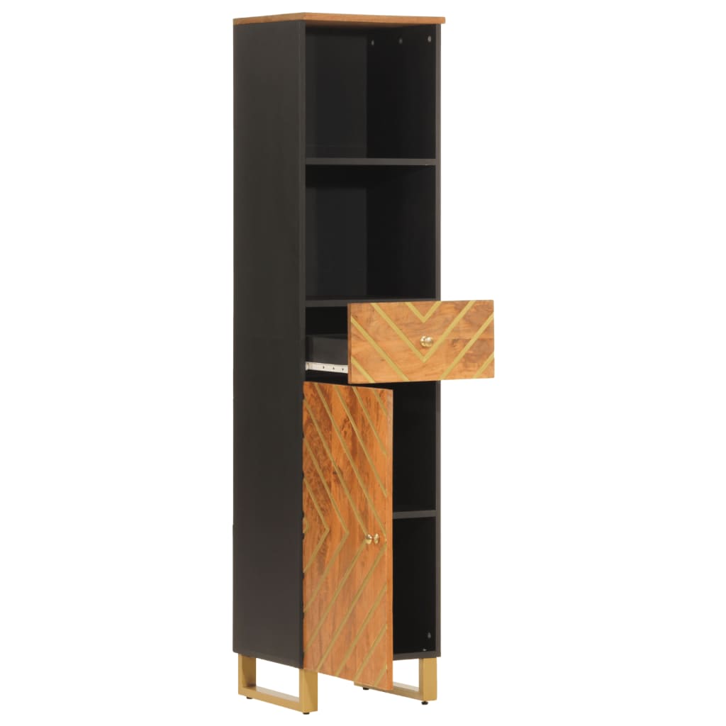 Armoire bain marron et noir 38x33,5x160 cm bois massif manguier