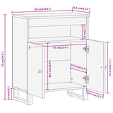 Brauner und schwarzer Beistellschrank 60x33,5x75 cm aus Mangoholz