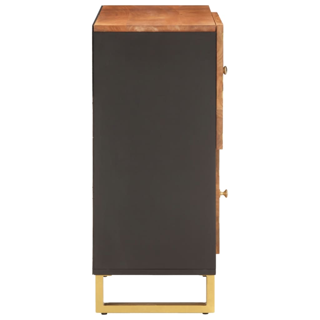 Armoire latérale marron et noir 80x33,5x75 cm bois de manguier