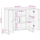 Brauner und schwarzer Beistellschrank 90x33,5x75 cm aus Mangoholz