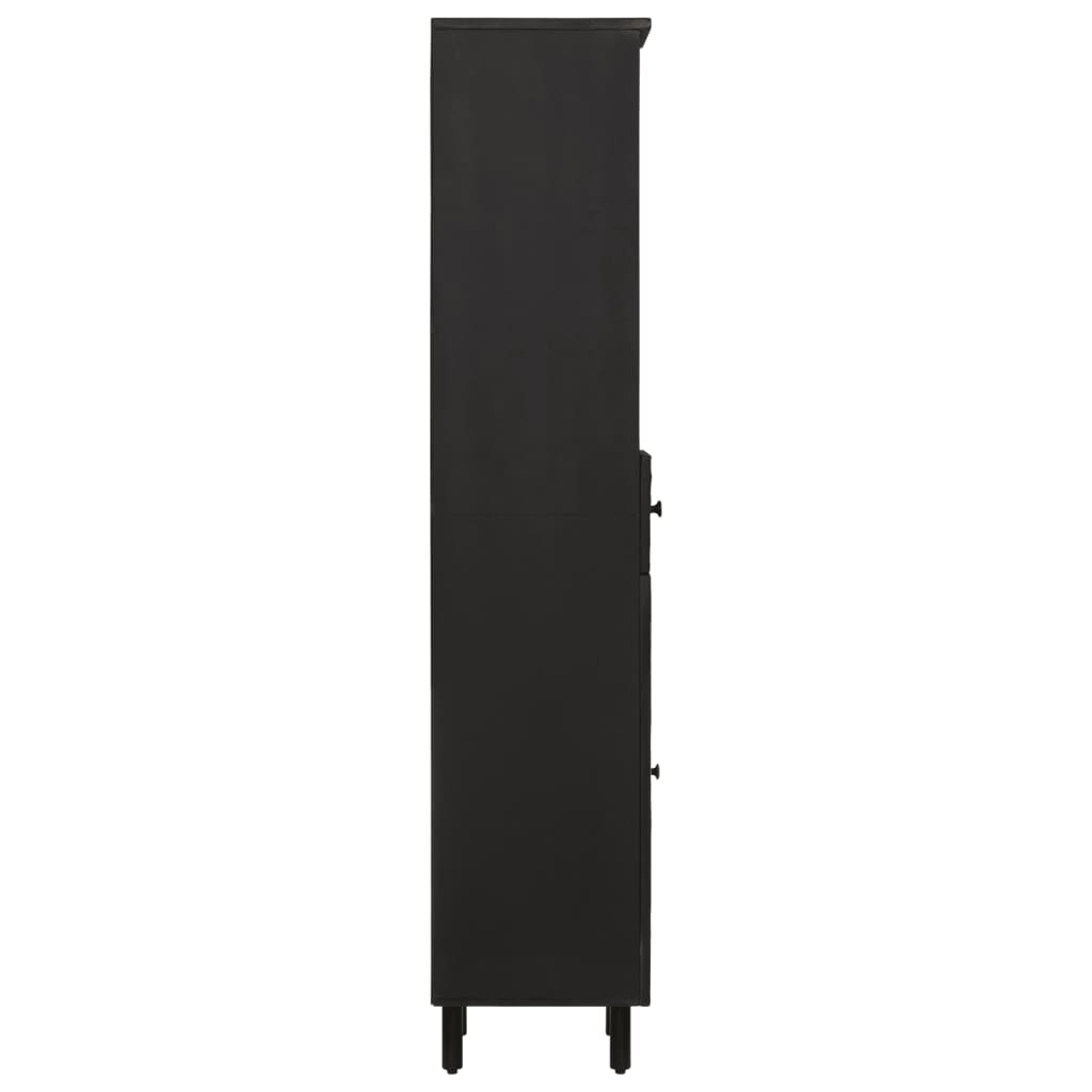 Armoire de salle de bain noir 38x33x160 cm bois massif manguier