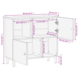 Schwarzer Beistellschrank 80x33x75 cm aus massivem Mangoholz