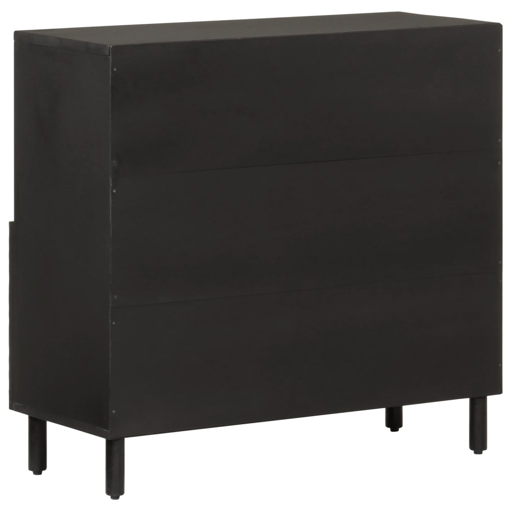 Black side cabinet 80x33x75 cm solid mango wood