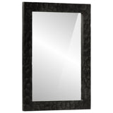 Black bathroom mirror 50x70x2.5 cm solid mango wood and glass