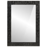 Black bathroom mirror 50x70x2.5 cm solid mango wood and glass