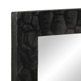 Black bathroom mirror 50x70x2.5 cm solid mango wood and glass