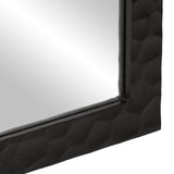 Black bathroom mirror 50x70x2.5 cm solid mango wood and glass