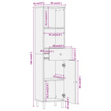 Armoire de salle de bain 38x33x160 cm bois massif de manguier