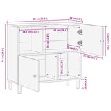 Beistellschrank 80x33x75 cm aus massivem Mangoholz