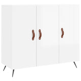 White high gloss sideboard 90x34x80 cm engineered wood