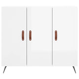 White high gloss sideboard 90x34x80 cm engineered wood