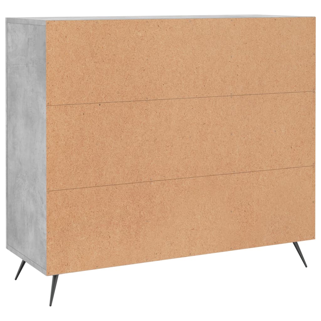 Concrete gray sideboard 90x34x80 cm engineered wood