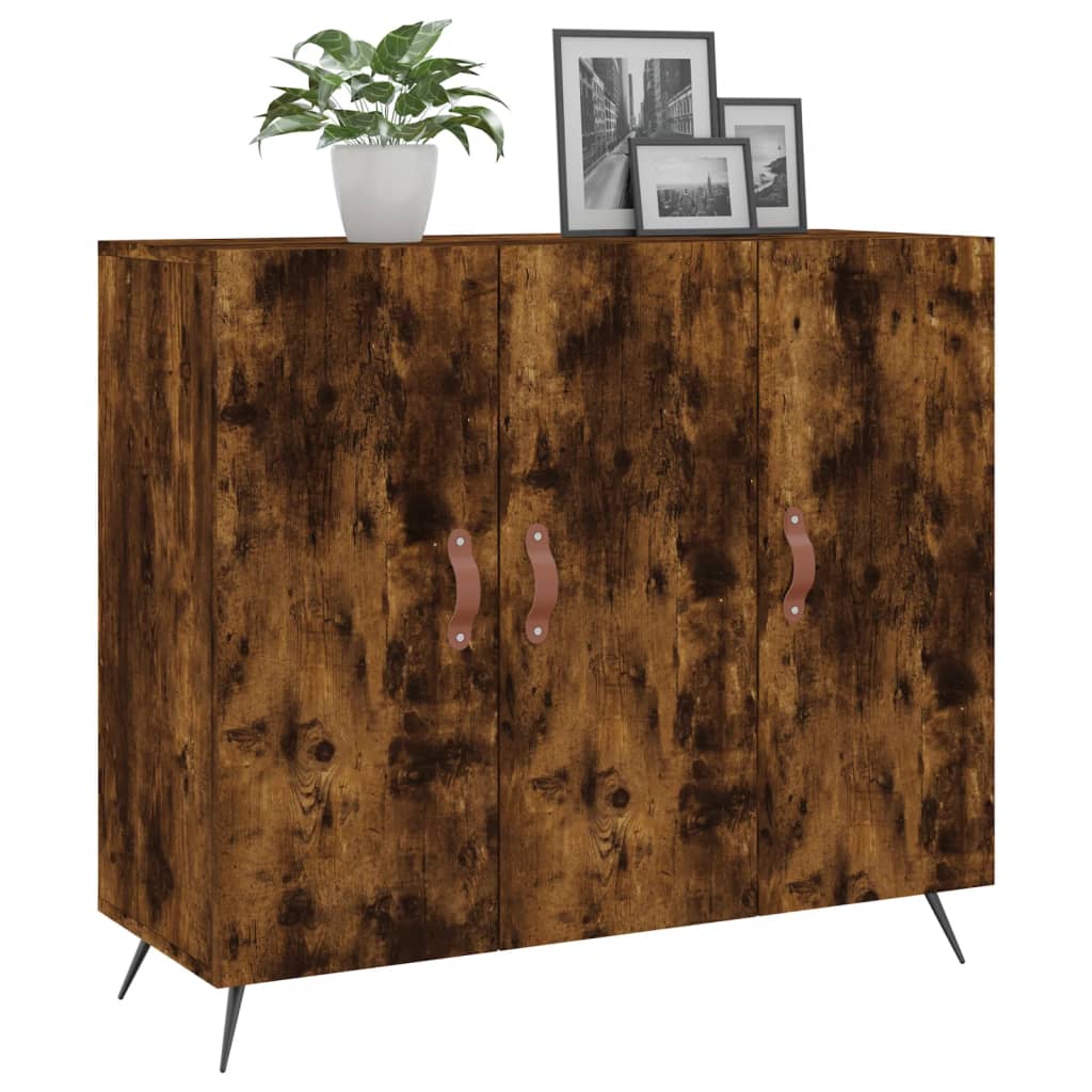 Buffet chêne fumé 90x34x80 cm bois d'ingénierie