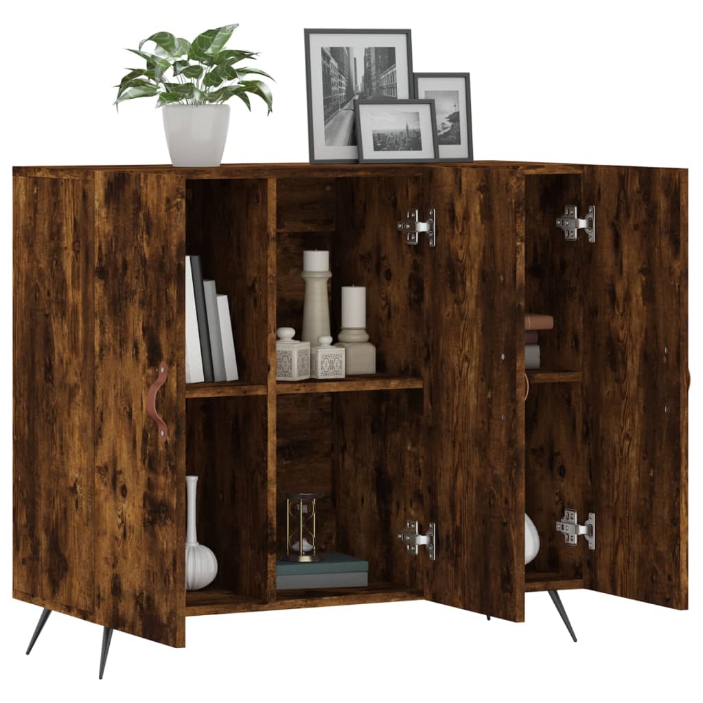 Sideboard aus geräucherter Eiche, 90 x 34 x 80 cm, Holzwerkstoff