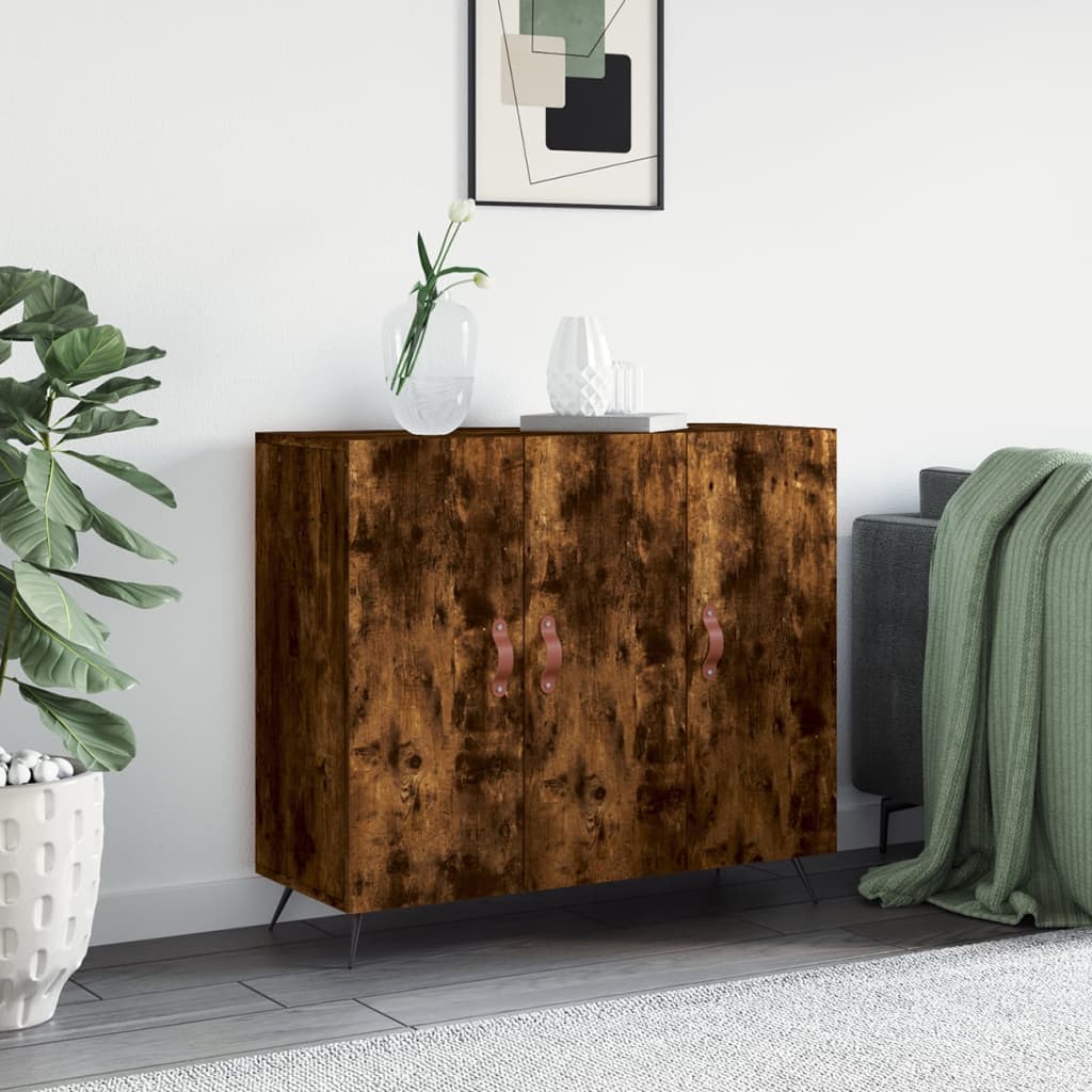 Smoked oak sideboard 90x34x80 cm engineered wood