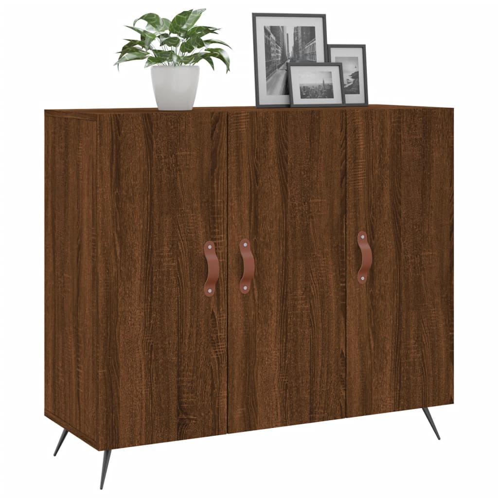 Brown oak sideboard 90x34x80 cm engineered wood