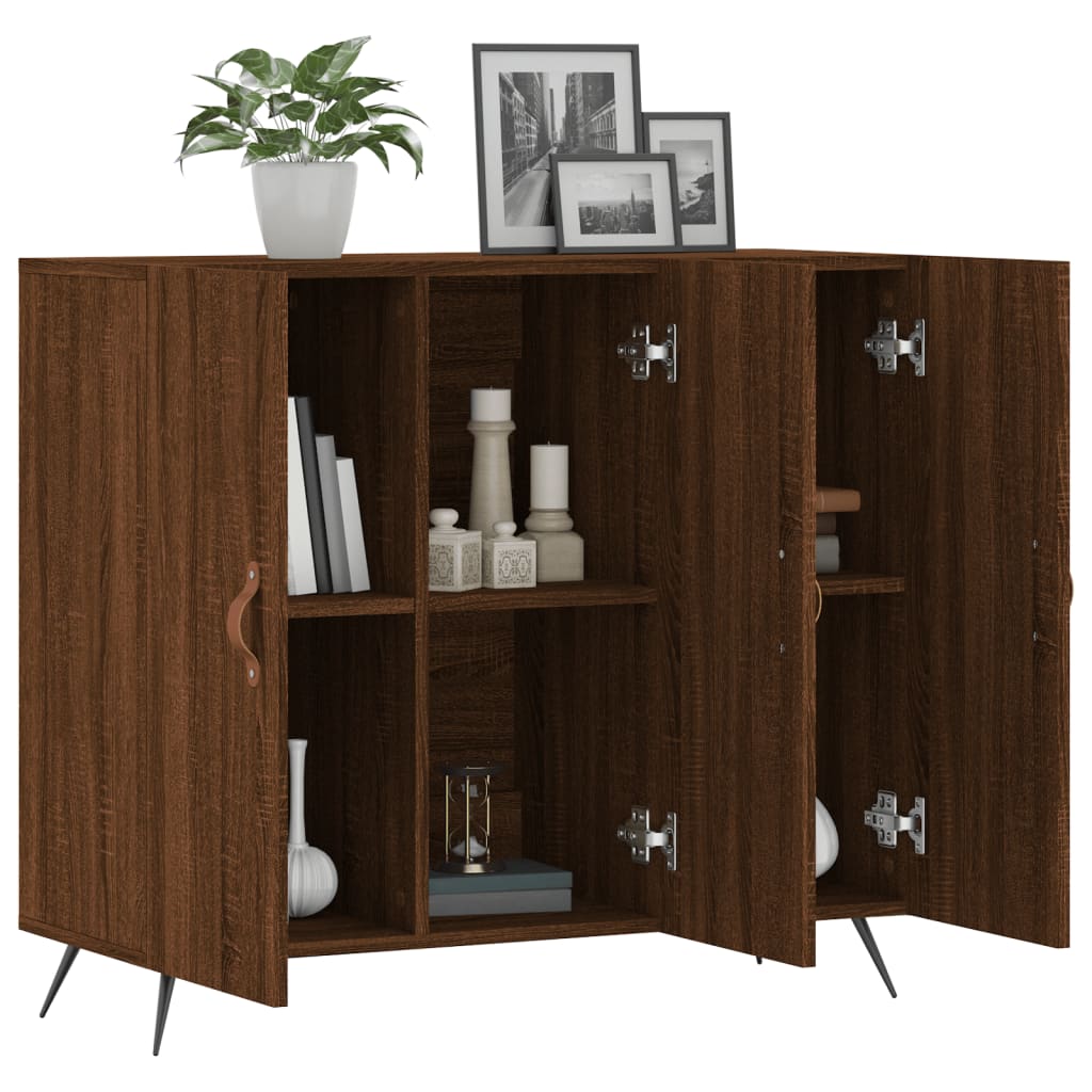 Brown oak sideboard 90x34x80 cm engineered wood