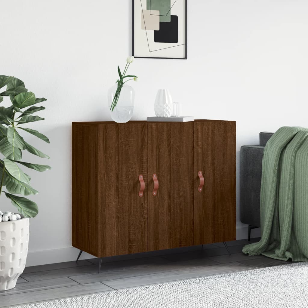 Brown oak sideboard 90x34x80 cm engineered wood