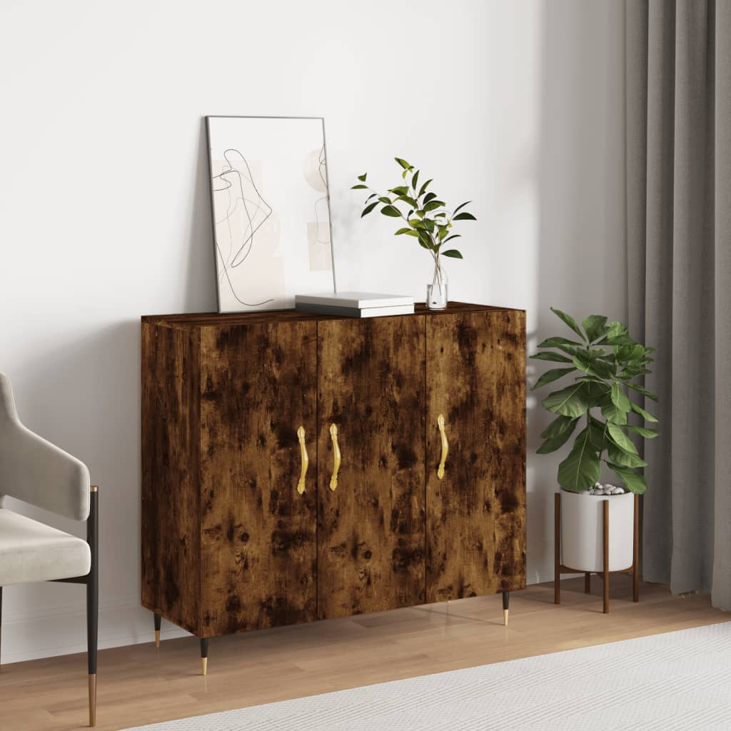 Smoked oak sideboard 90x34x80 cm engineered wood