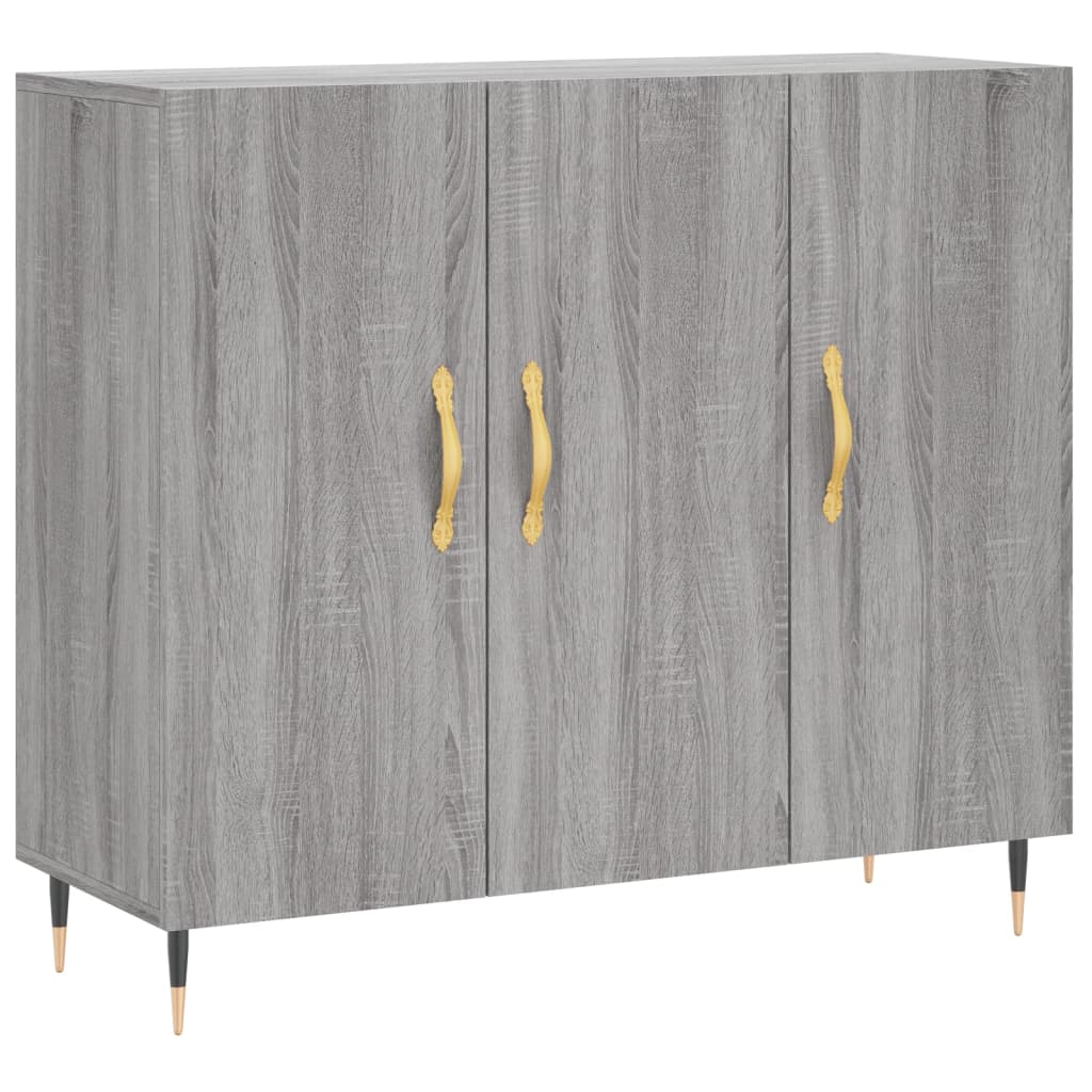 Sonoma graues Sideboard 90x34x80 cm, Holzwerkstoff