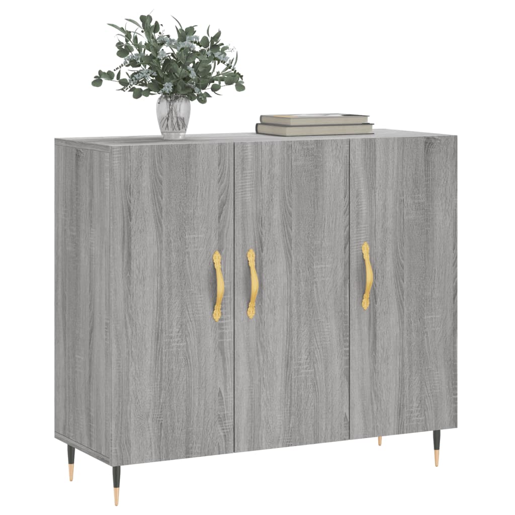 Sonoma graues Sideboard 90x34x80 cm, Holzwerkstoff