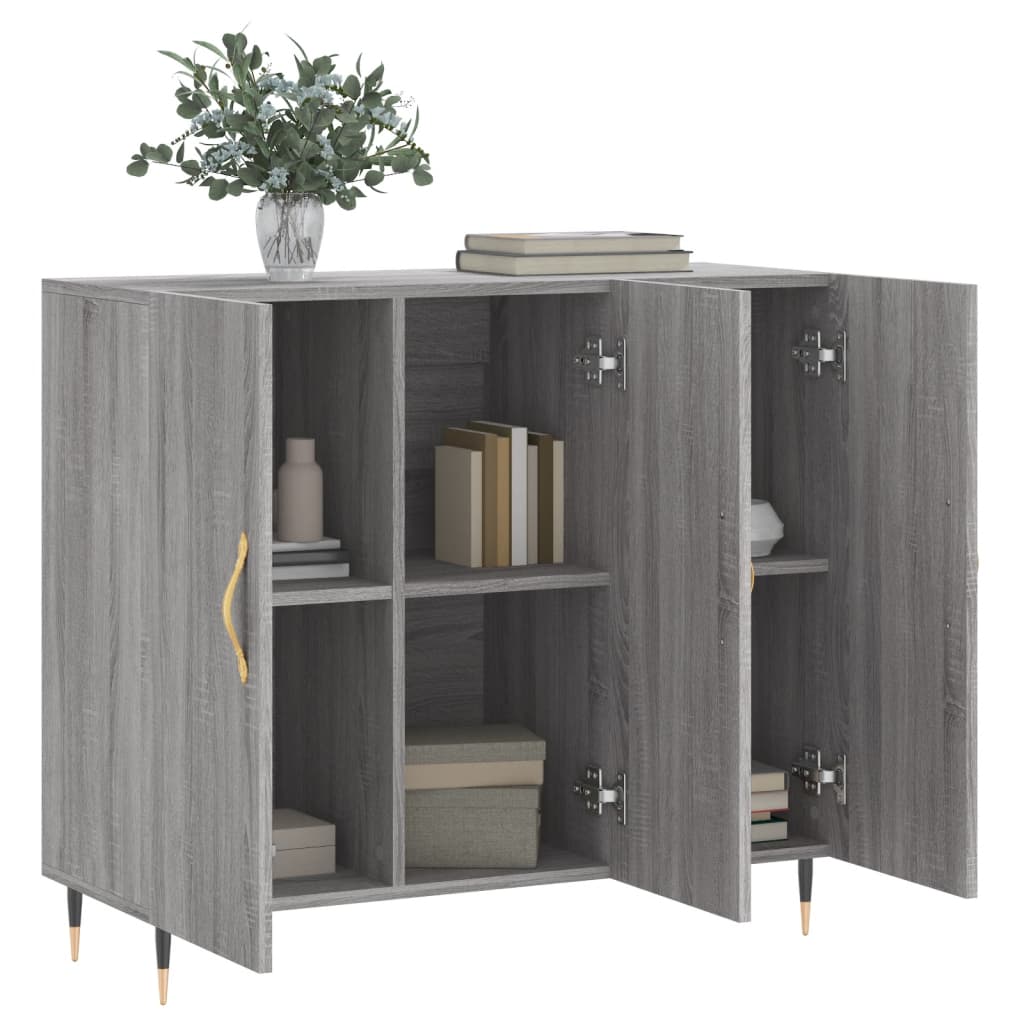 Sonoma graues Sideboard 90x34x80 cm, Holzwerkstoff