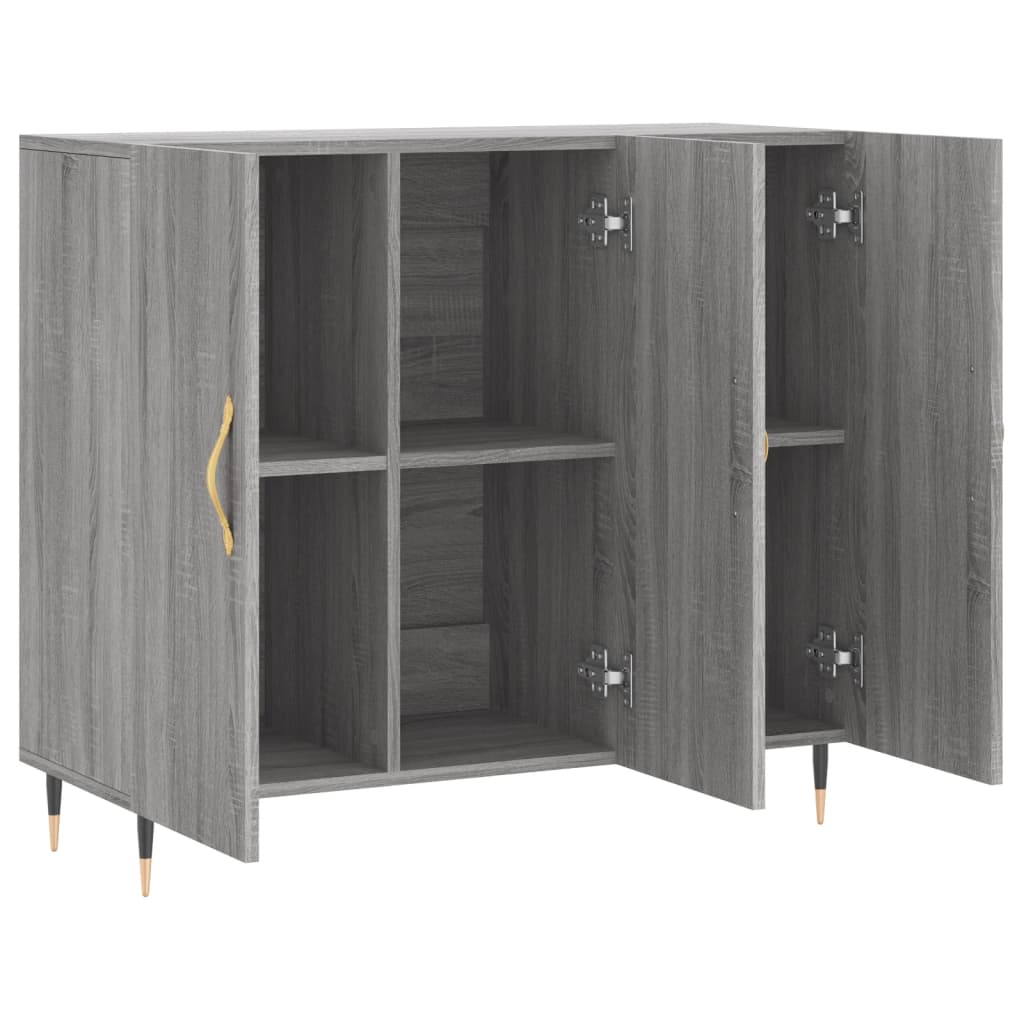 Sonoma graues Sideboard 90x34x80 cm, Holzwerkstoff