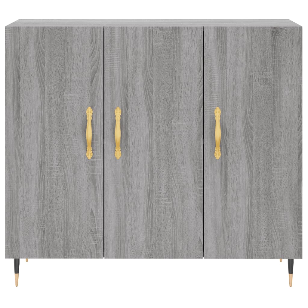 Sonoma graues Sideboard 90x34x80 cm, Holzwerkstoff