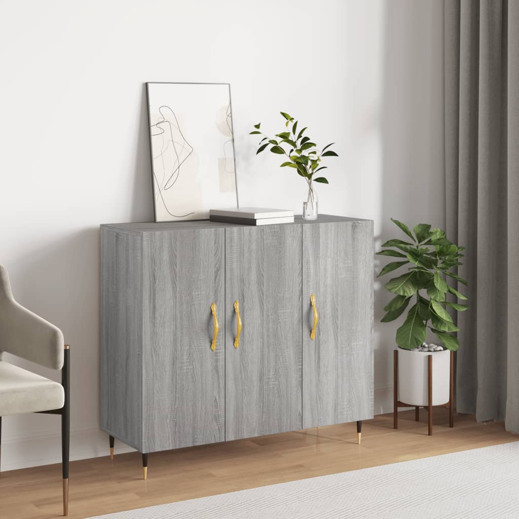 Sonoma gray sideboard 90x34x80 cm engineered wood