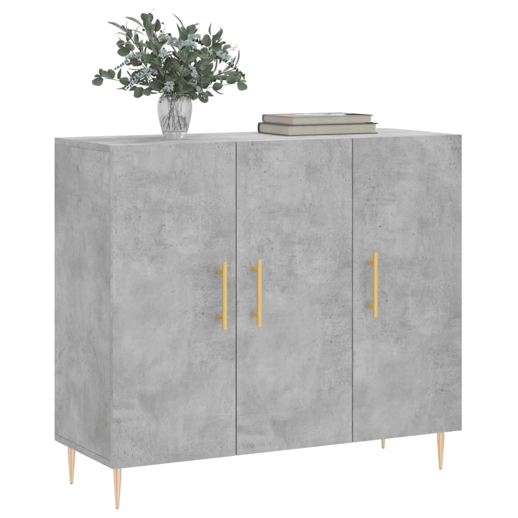 Concrete gray sideboard 90x34x80 cm engineered wood