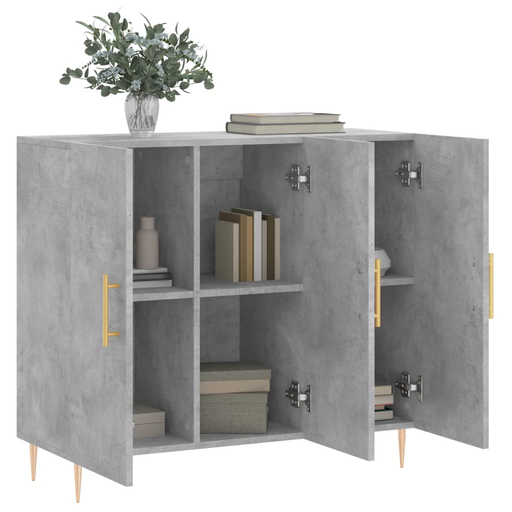 Concrete gray sideboard 90x34x80 cm engineered wood