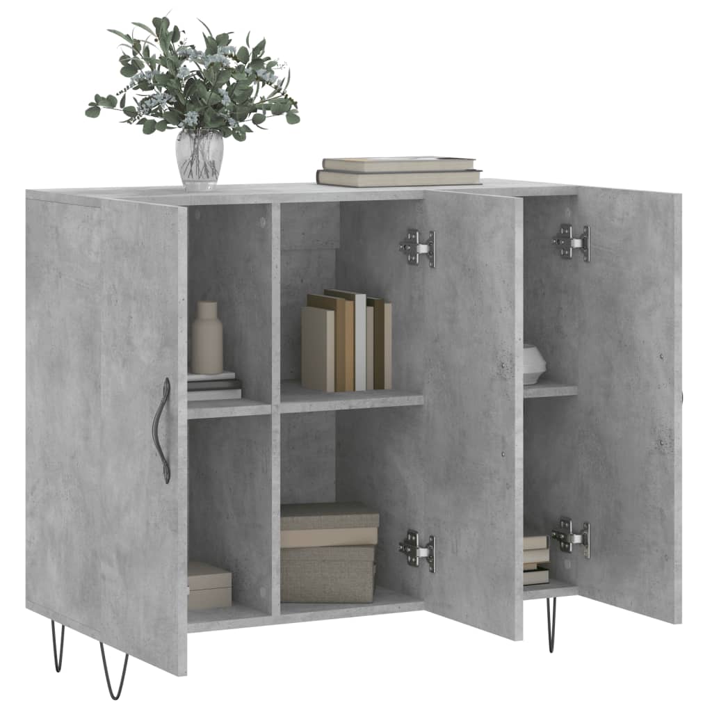 Concrete gray sideboard 90x34x80 cm engineered wood