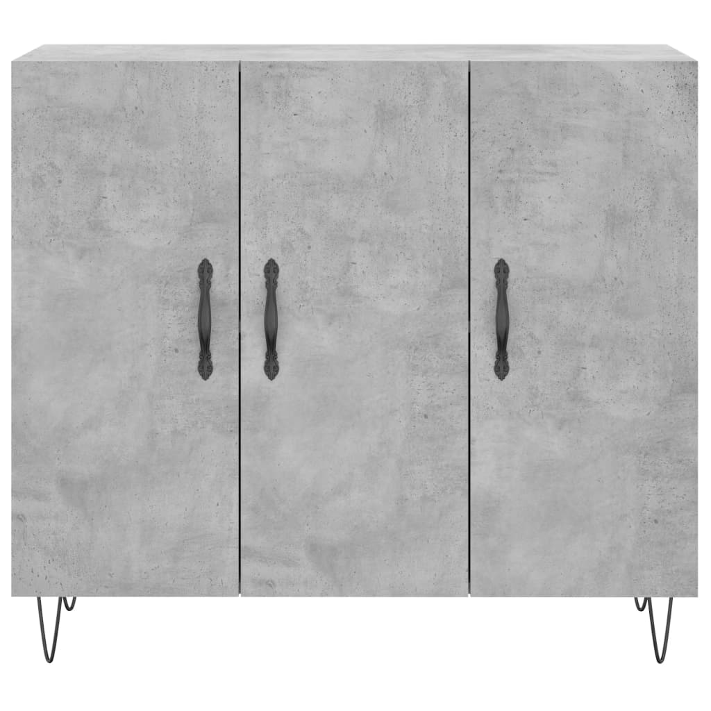 Concrete gray sideboard 90x34x80 cm engineered wood