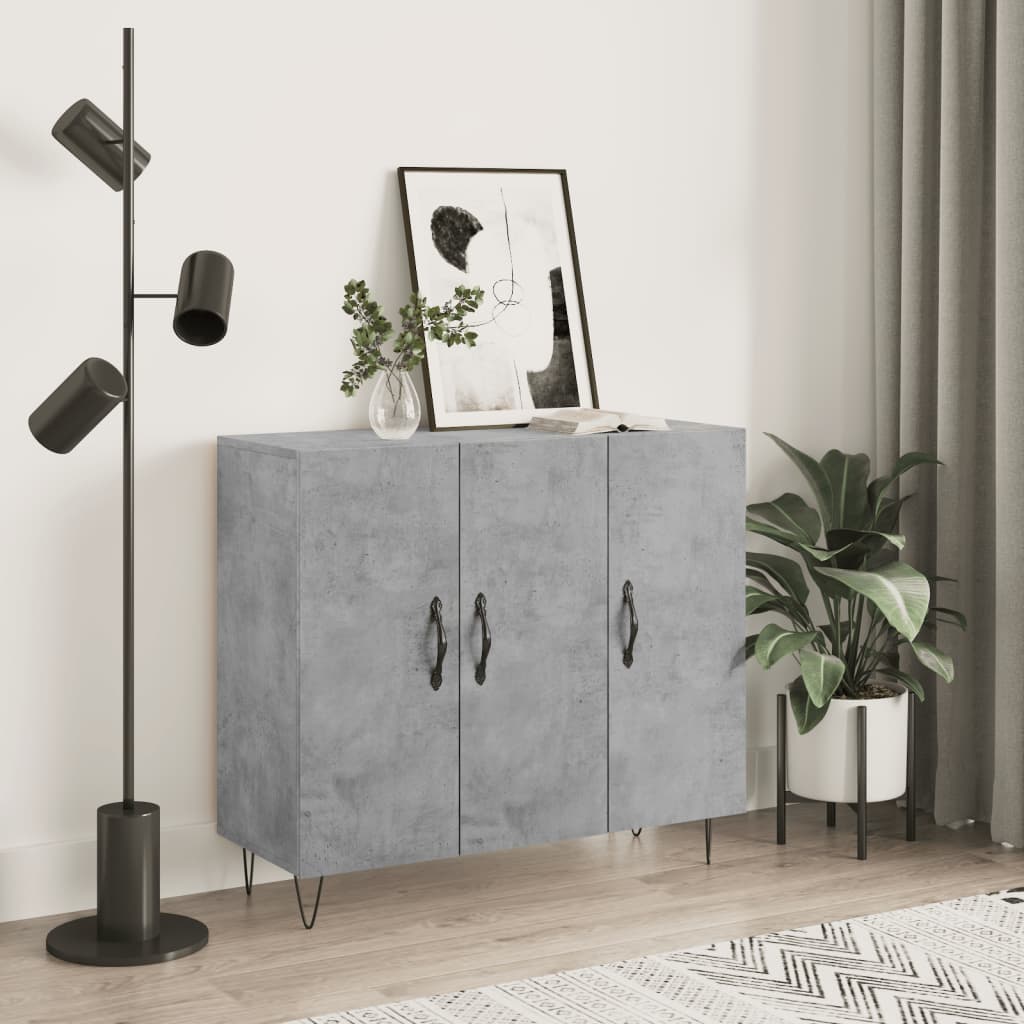 Concrete gray sideboard 90x34x80 cm engineered wood