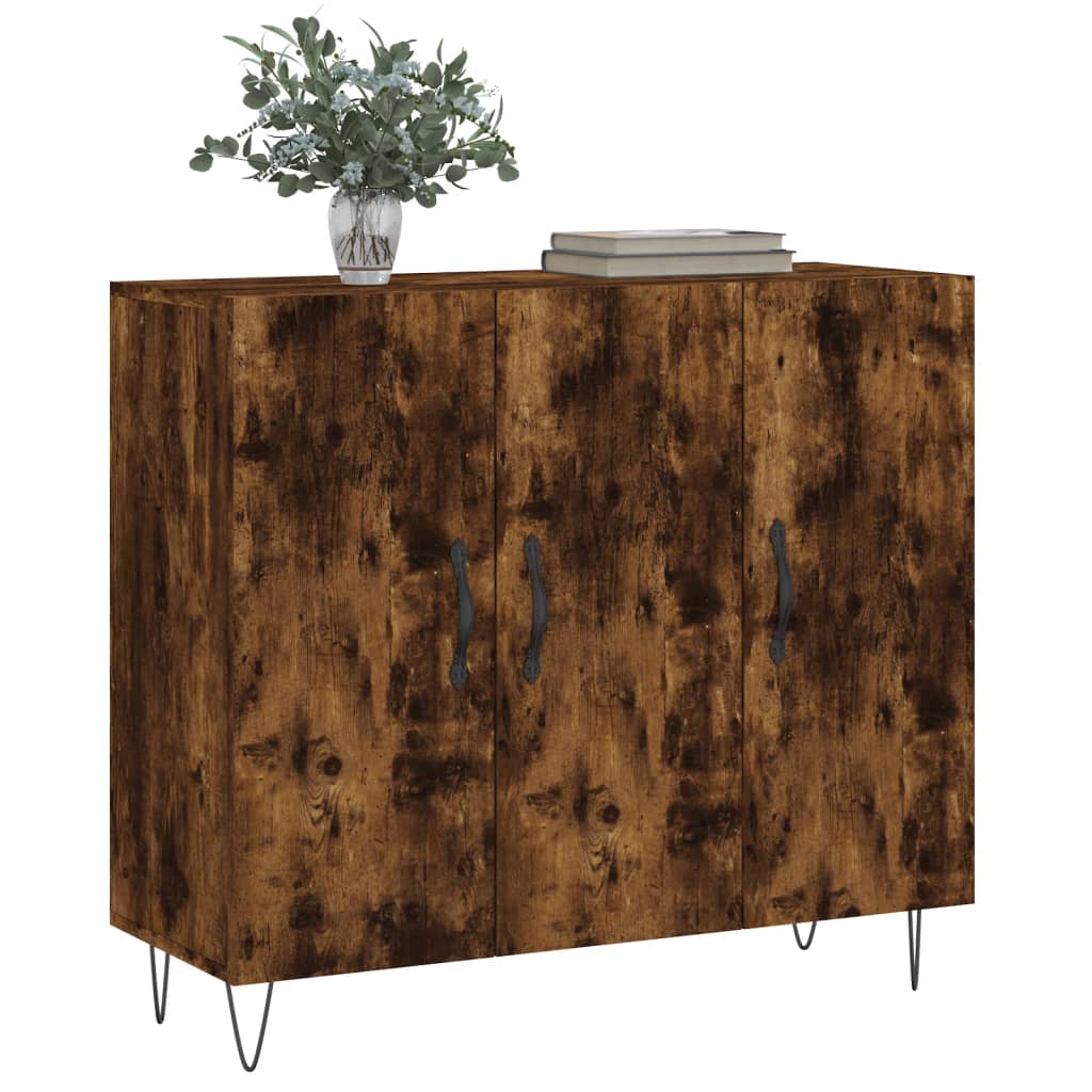 Smoked oak sideboard 90x34x80 cm engineered wood