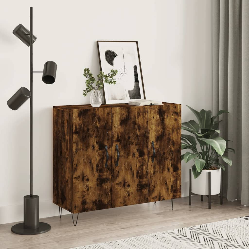 Smoked oak sideboard 90x34x80 cm engineered wood