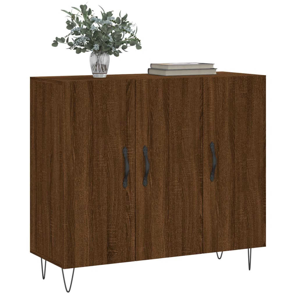 Brown oak sideboard 90x34x80 cm engineered wood