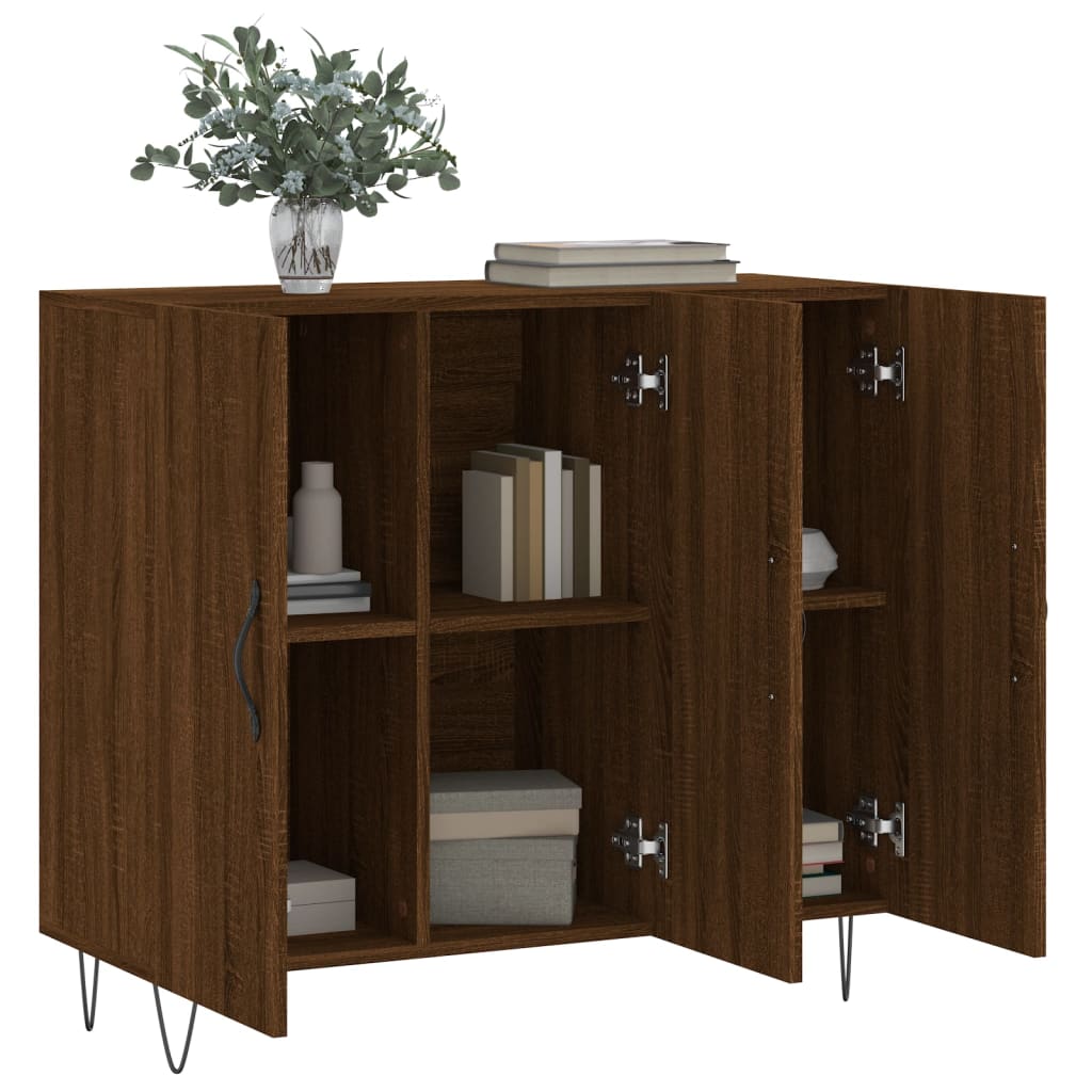 Brown oak sideboard 90x34x80 cm engineered wood