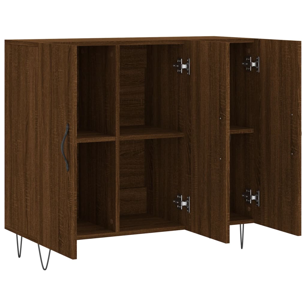 Brown oak sideboard 90x34x80 cm engineered wood