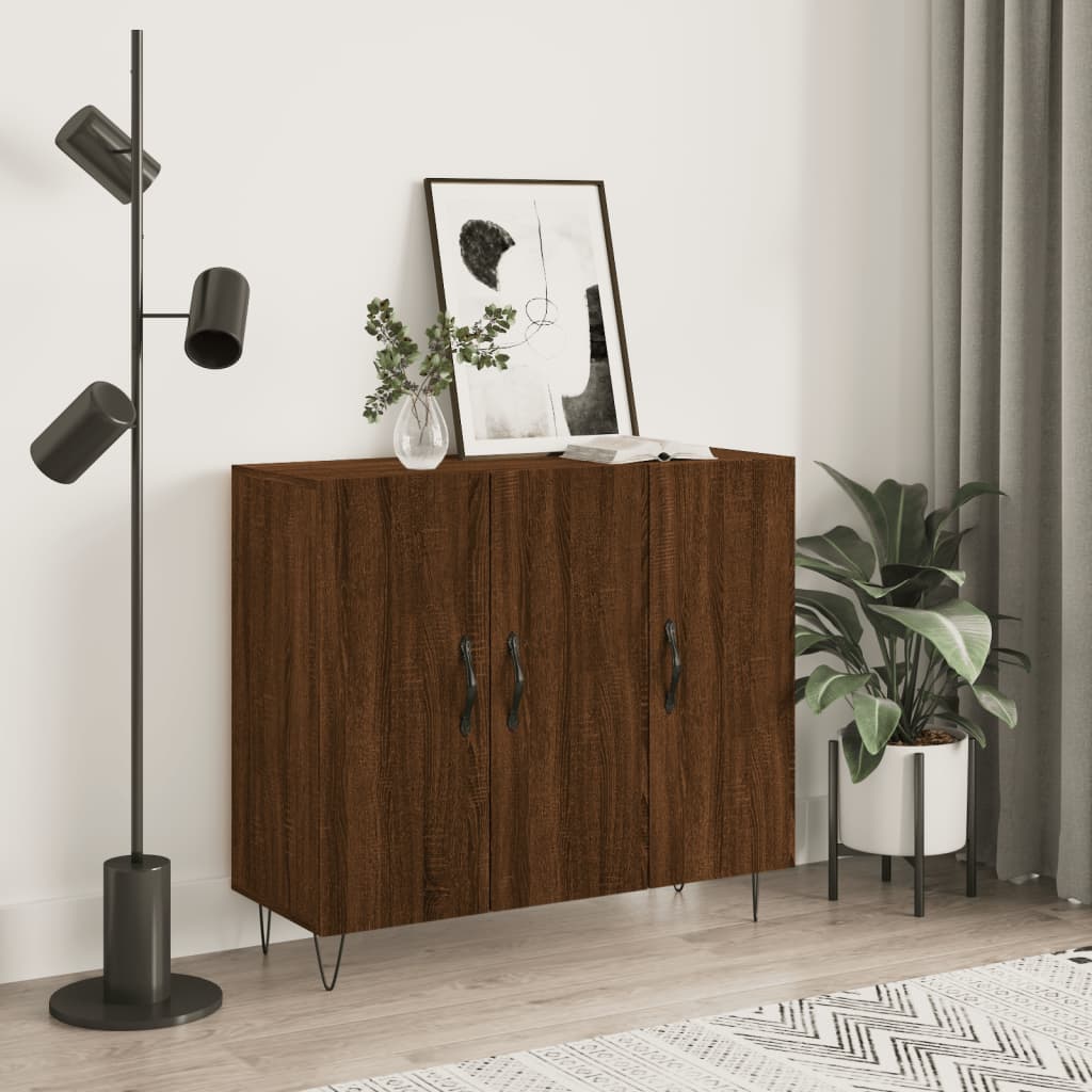 Brown oak sideboard 90x34x80 cm engineered wood