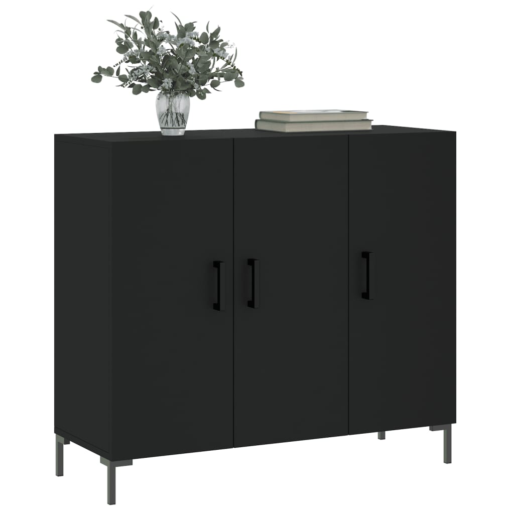 Buffet noir 90x34x80 cm bois d'ingénierie