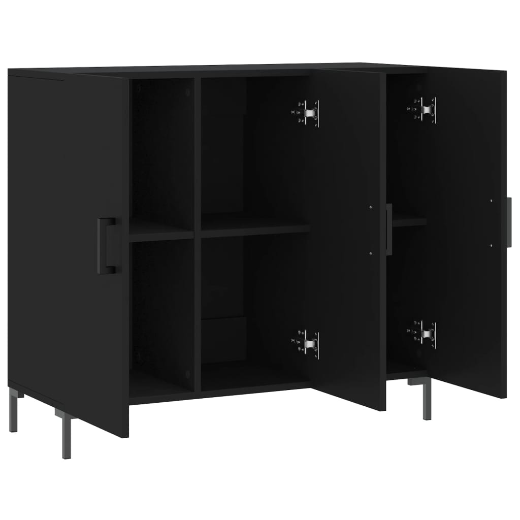 Buffet noir 90x34x80 cm bois d'ingénierie