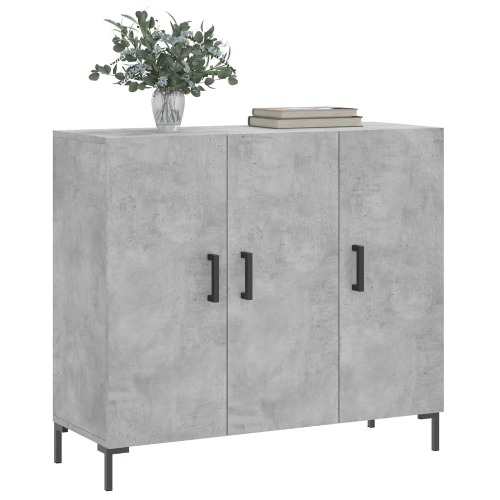 Concrete gray sideboard 90x34x80 cm engineered wood