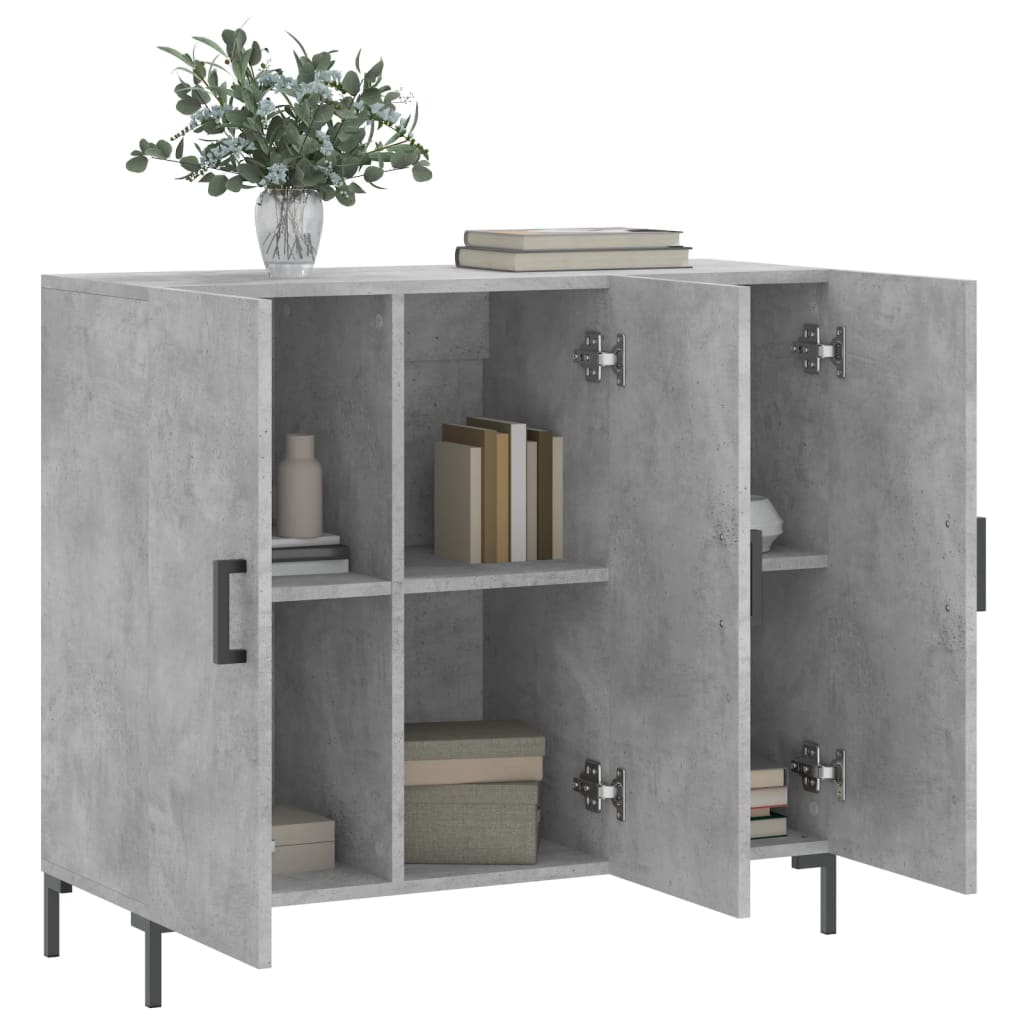 Concrete gray sideboard 90x34x80 cm engineered wood