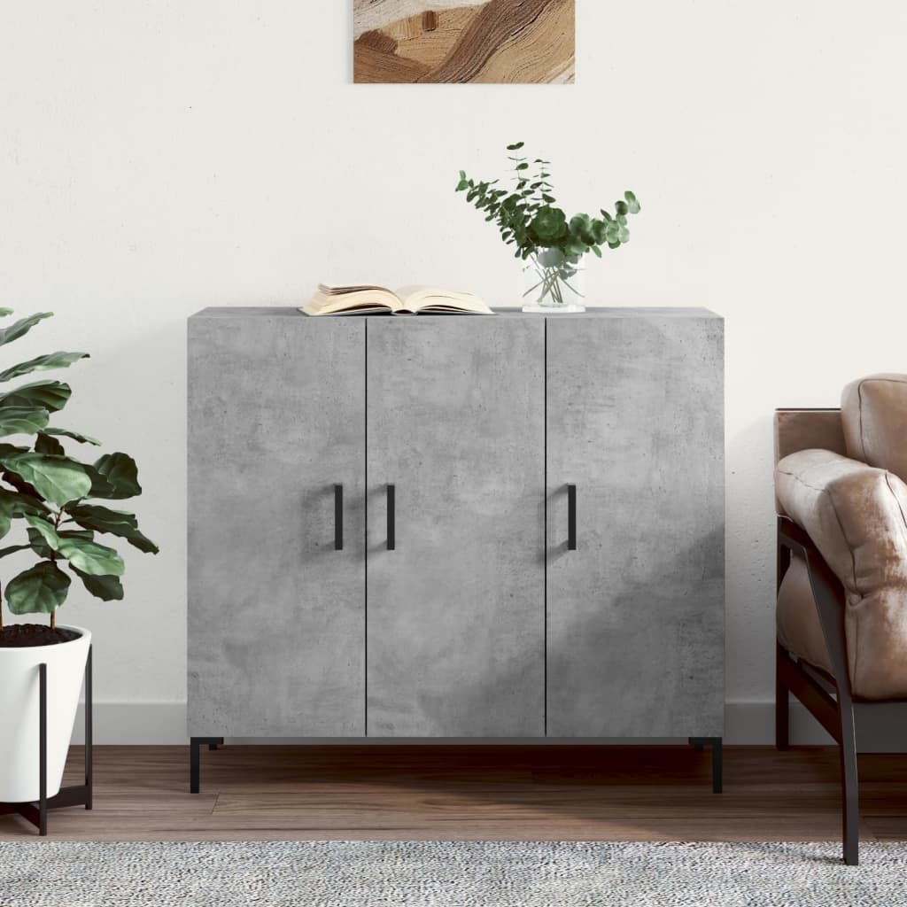 Concrete gray sideboard 90x34x80 cm engineered wood