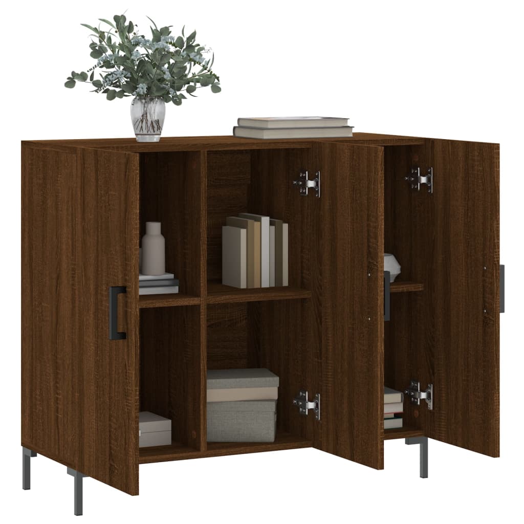 Brown oak sideboard 90x34x80 cm engineered wood