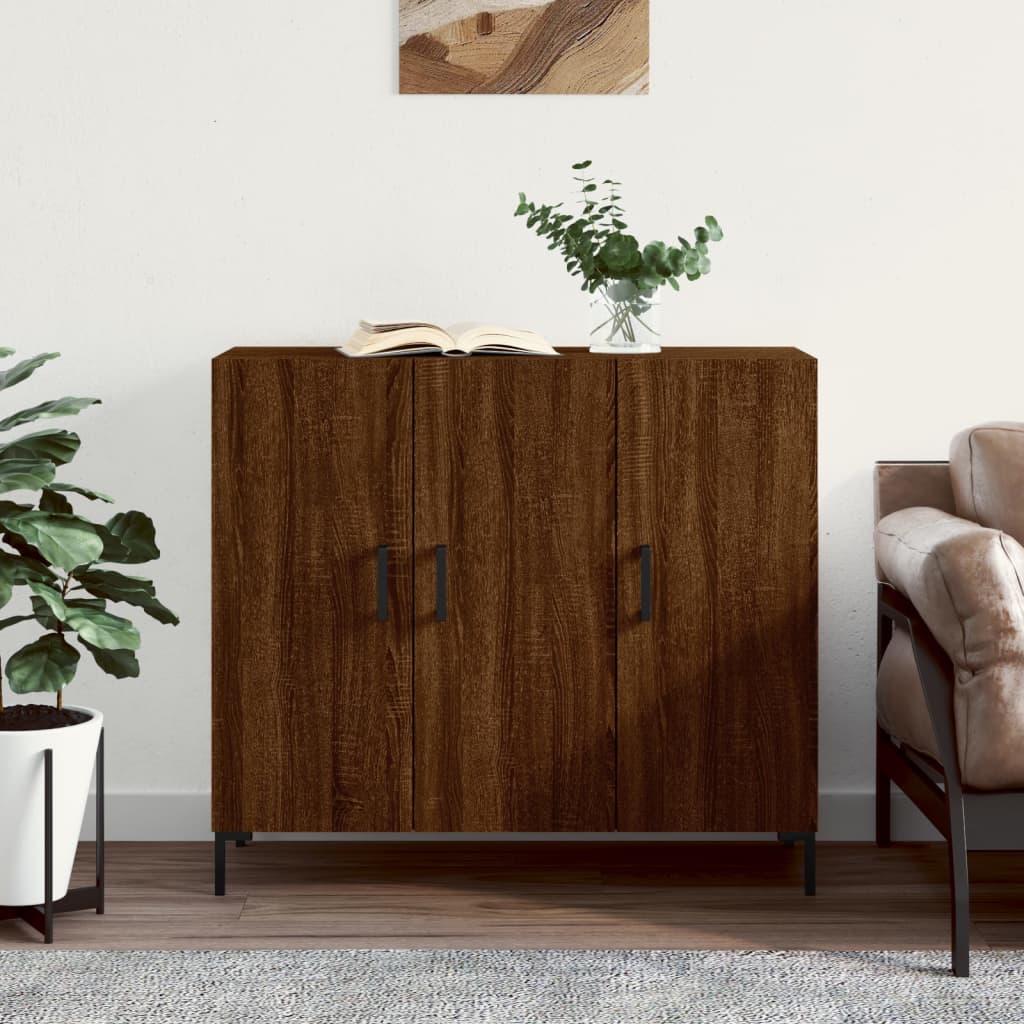 Brown oak sideboard 90x34x80 cm engineered wood